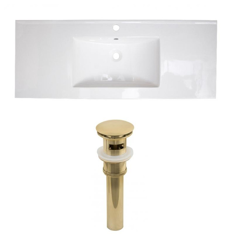 39.75" W 1 Hole Ceramic Top Set In White Color - Overflow Drain Incl. AI-23801