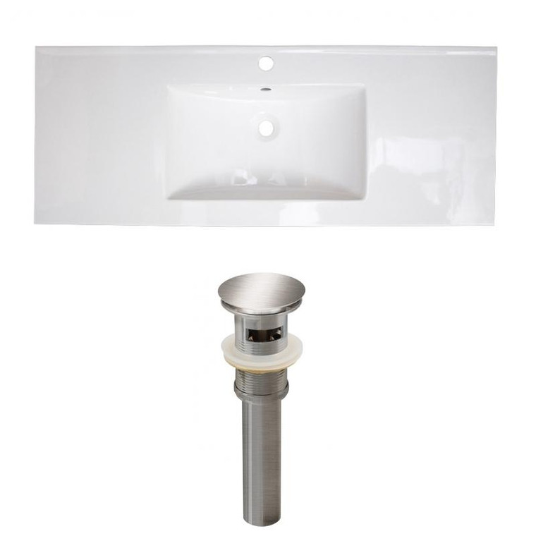 39.75" W 1 Hole Ceramic Top Set In White Color - Overflow Drain Incl. AI-23798