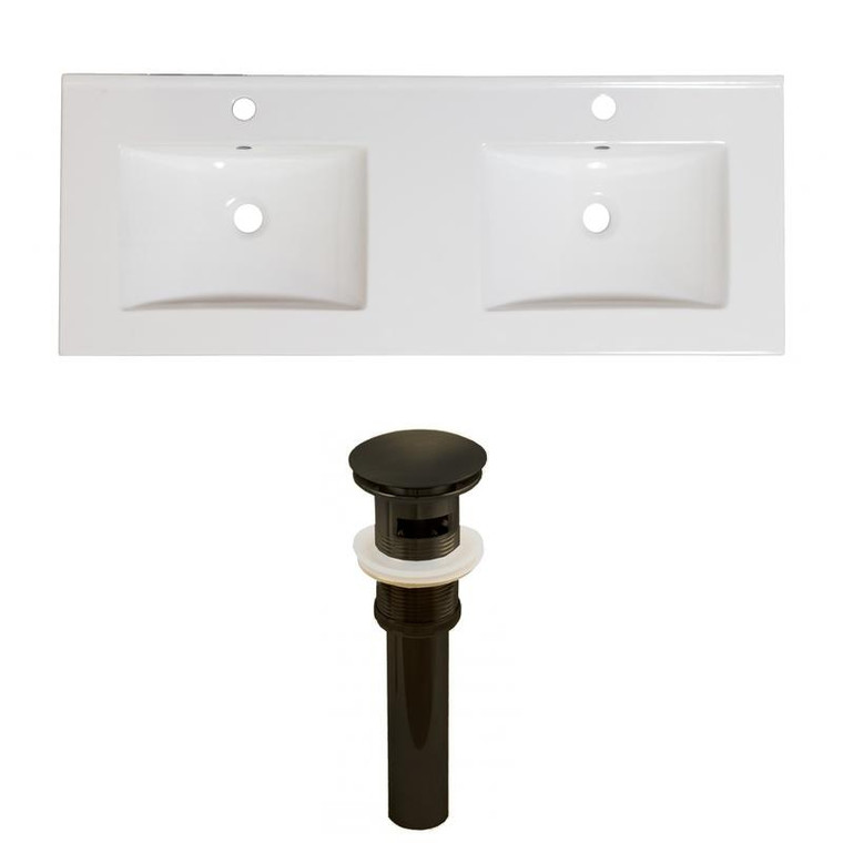 59" W 1 Hole Ceramic Top Set In White Color - Overflow Drain Incl. AI-23716