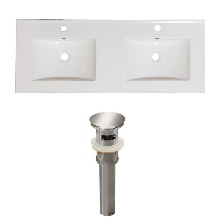 59" W 1 Hole Ceramic Top Set In White Color - Overflow Drain Incl. AI-23712