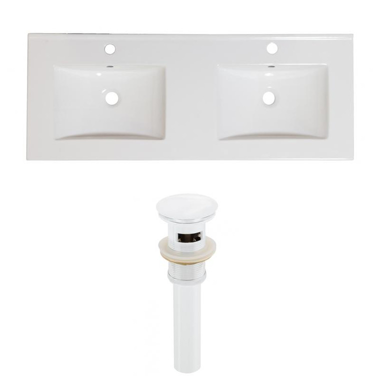 59" W 1 Hole Ceramic Top Set In White Color - Overflow Drain Incl. AI-23711