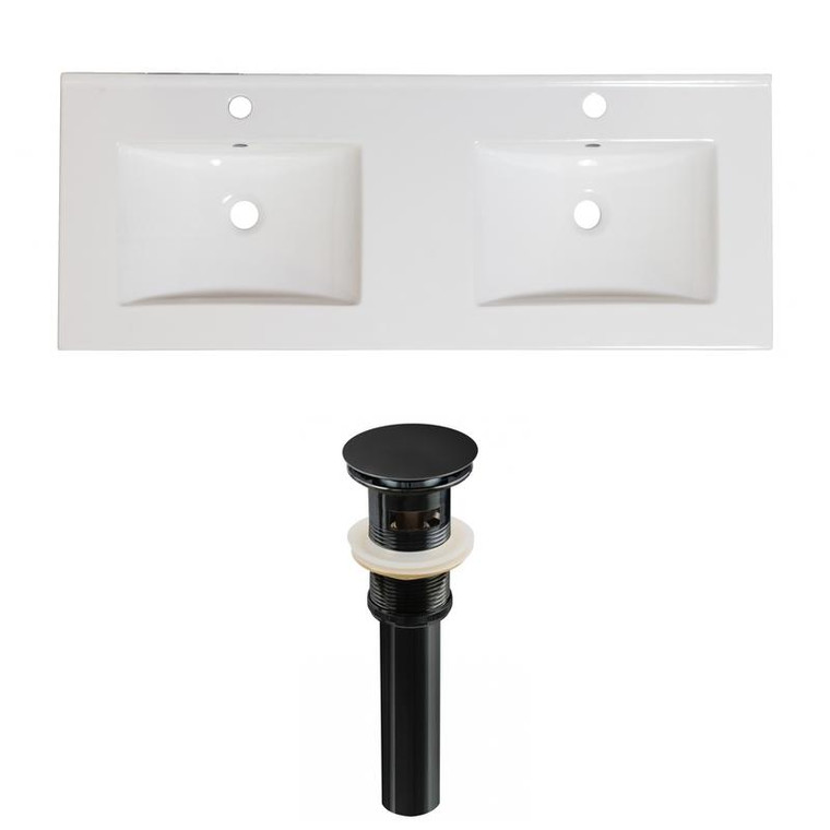 59" W 1 Hole Ceramic Top Set In White Color - Overflow Drain Incl. AI-23710