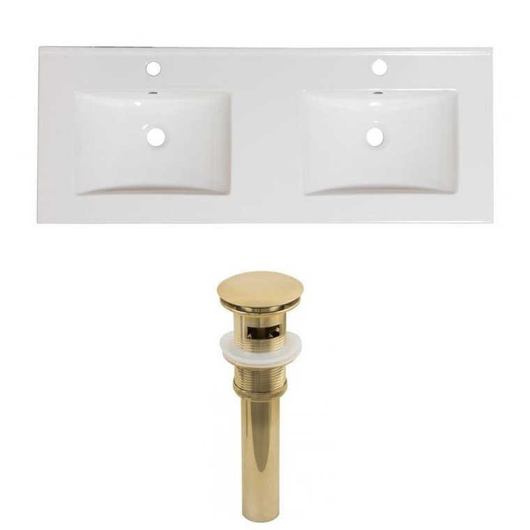 48" W 1 Hole Ceramic Top Set In White Color - Overflow Drain Incl. AI-23649