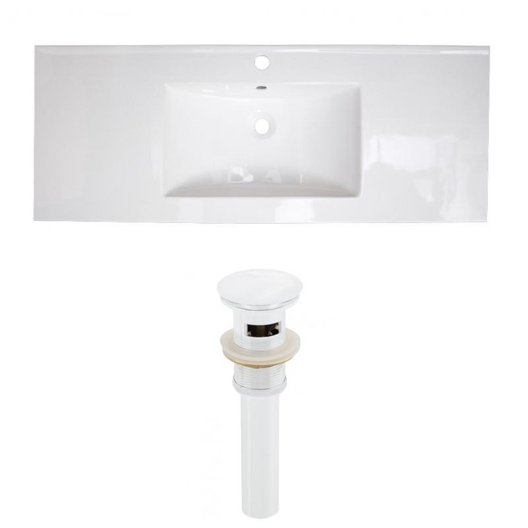 48" W 1 Hole Ceramic Top Set In White Color - Overflow Drain Incl. AI-23547