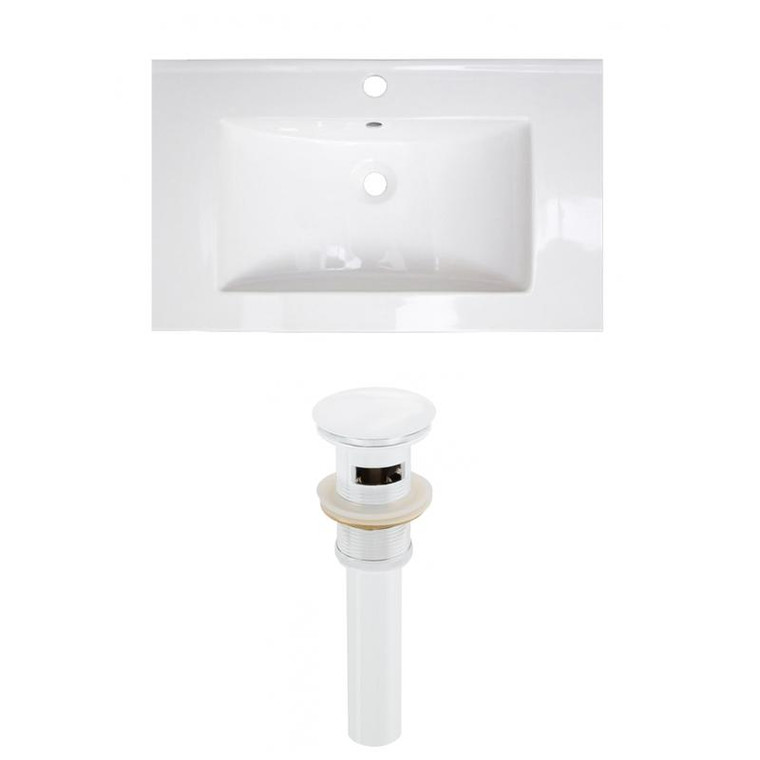 32" W 1 Hole Ceramic Top Set In White Color - Overflow Drain Incl. AI-23531