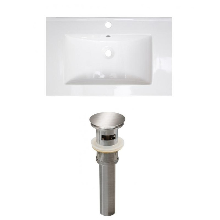 24.25" W 1 Hole Ceramic Top Set In White Color - Overflow Drain Incl. AI-23516