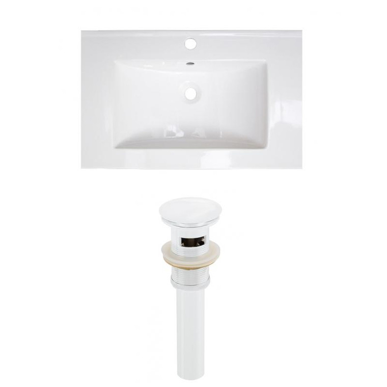 24.25" W 1 Hole Ceramic Top Set In White Color - Overflow Drain Incl. AI-23515
