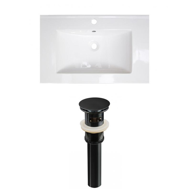 24.25" W 1 Hole Ceramic Top Set In White Color - Overflow Drain Incl. AI-23514