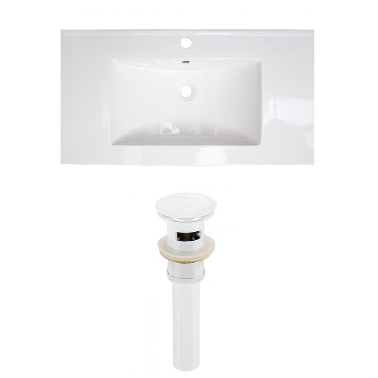 32" W 1 Hole Ceramic Top Set In White Color - Overflow Drain Incl. AI-23493