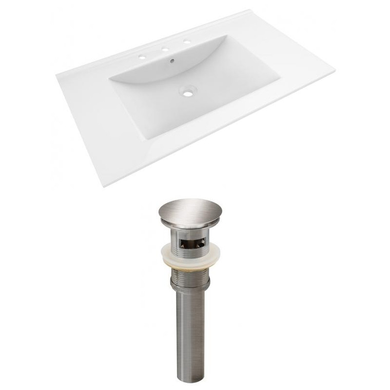 35.5" W 3H8" Ceramic Top Set In White Color - Overflow Drain Incl. AI-23466