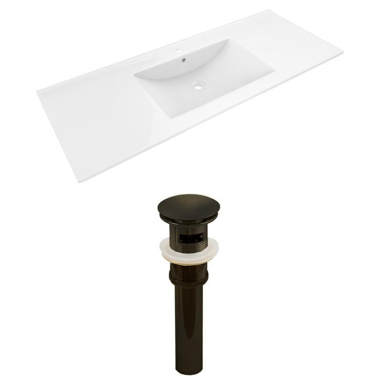 48" W 1 Hole Ceramic Top Set In White Color - Overflow Drain Incl. AI-23463