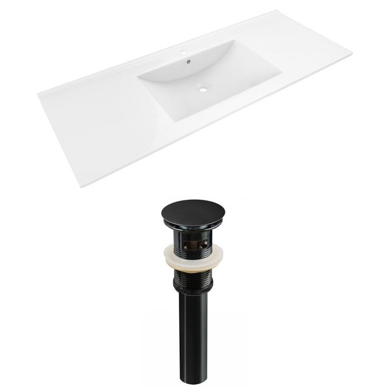 48" W 1 Hole Ceramic Top Set In White Color - Overflow Drain Incl. AI-23457