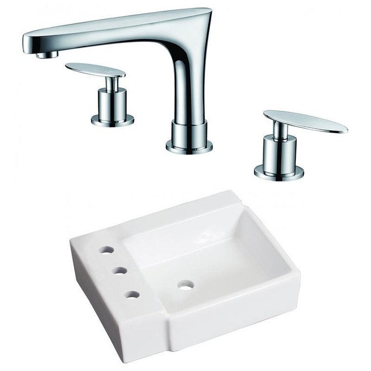 16.25" W Wall Mount White Vessel Set For 3H8" Left Faucet AI-22589