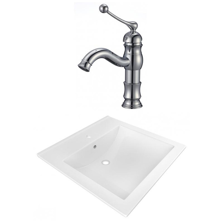 21.5" W 1 Hole Ceramic Top Set In White Color - Cupc Faucet Incl. AI-22362