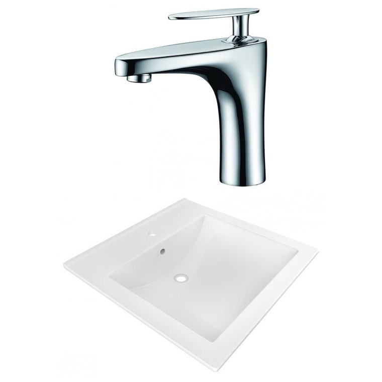 21.5" W 1 Hole Ceramic Top Set In White Color - Cupc Faucet Incl. AI-22358