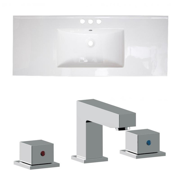 48.75" W 3H8" Ceramic Top Set In White Color - Cupc Faucet Incl. AI-22337