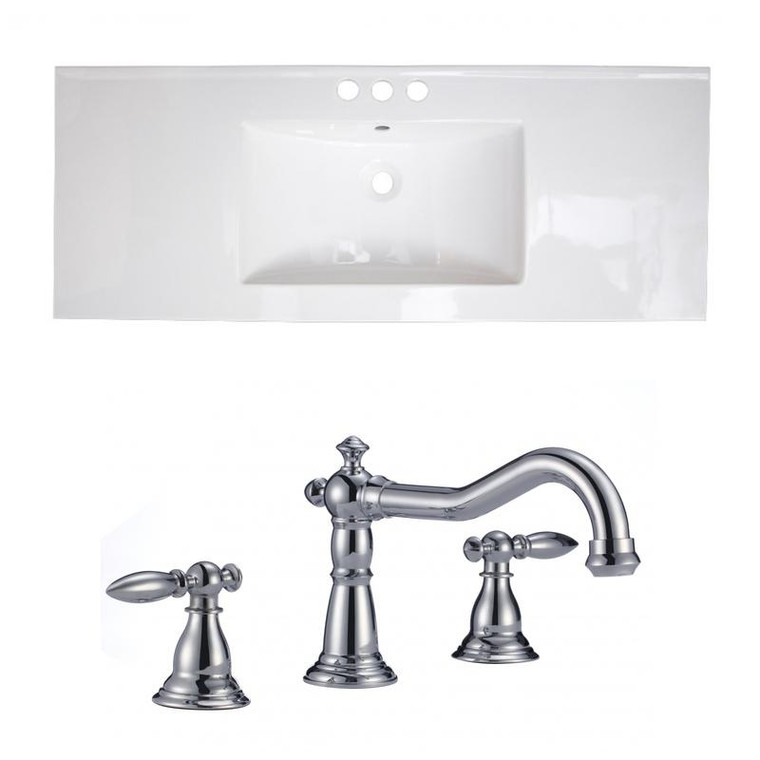48.75" W 3H8" Ceramic Top Set In White Color - Cupc Faucet Incl. AI-22335