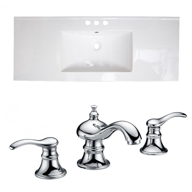 48.75" W 3H8" Ceramic Top Set In White Color - Cupc Faucet Incl. AI-22332