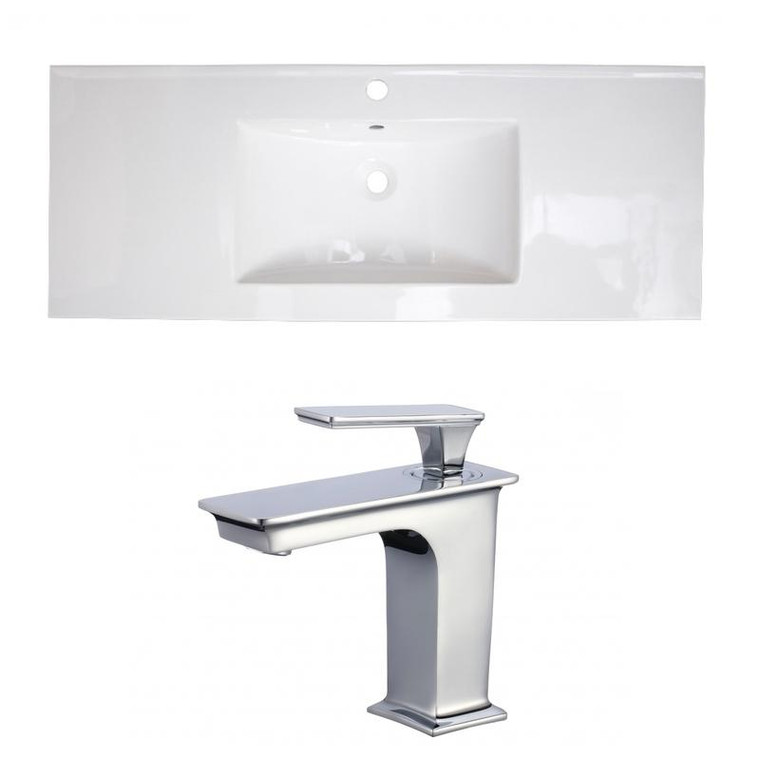 48.75" W 1 Hole Ceramic Top Set In White Color - Cupc Faucet Incl. AI-22330