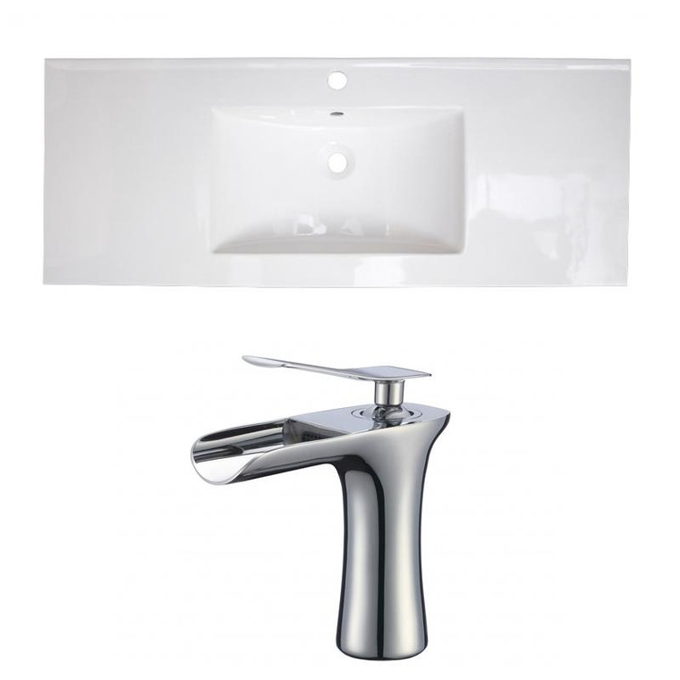 48.75" W 1 Hole Ceramic Top Set In White Color - Cupc Faucet Incl. AI-22329