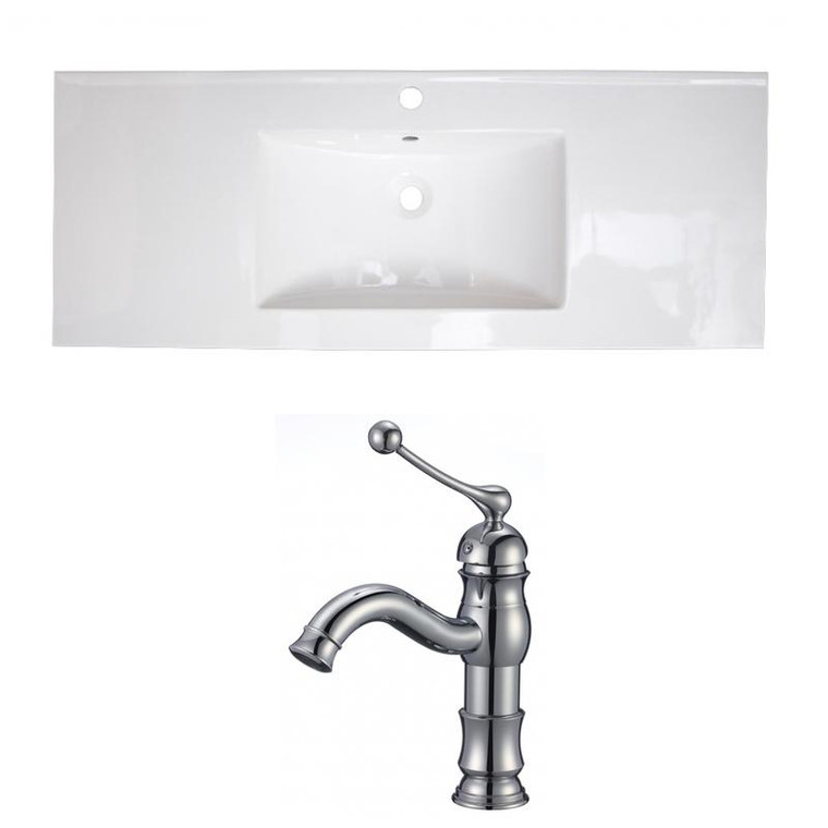 48.75" W 1 Hole Ceramic Top Set In White Color - Cupc Faucet Incl. AI-22328
