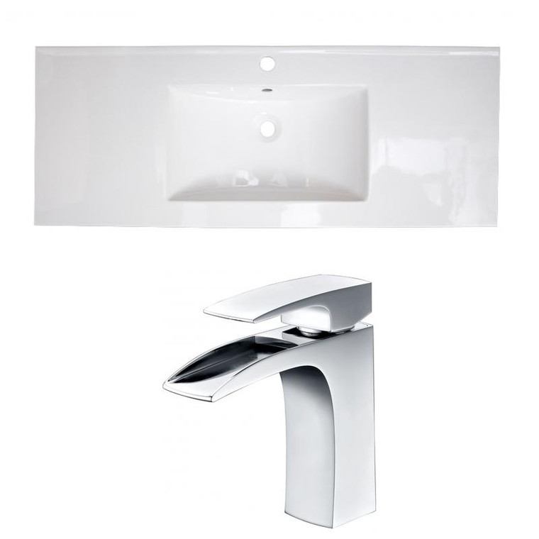 48.75" W 1 Hole Ceramic Top Set In White Color - Cupc Faucet Incl. AI-22326