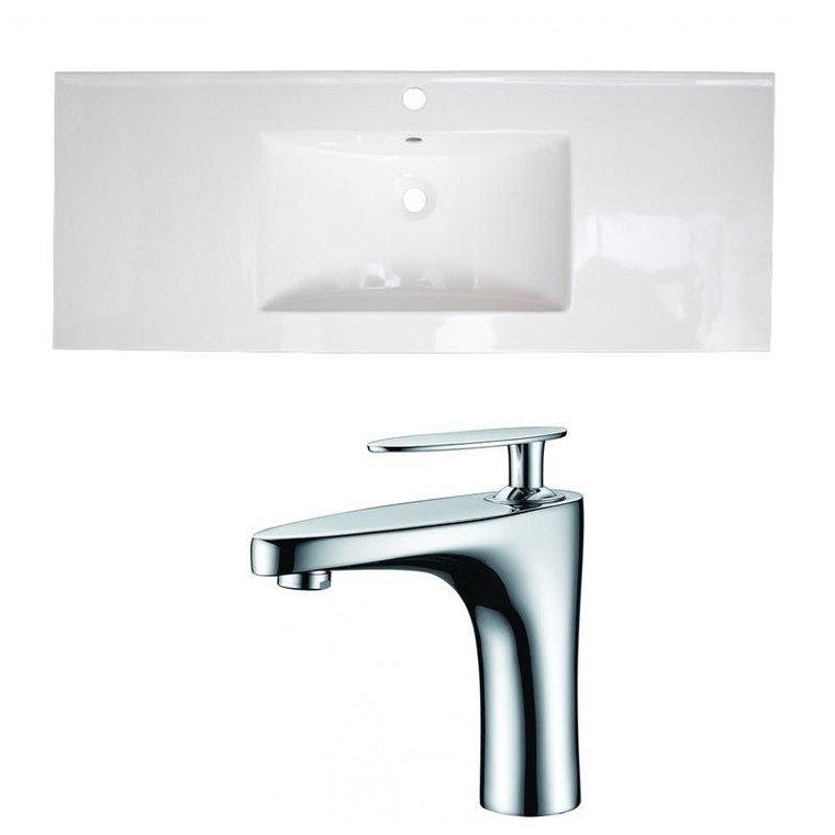48.75" W 1 Hole Ceramic Top Set In White Color - Cupc Faucet Incl. AI-22324