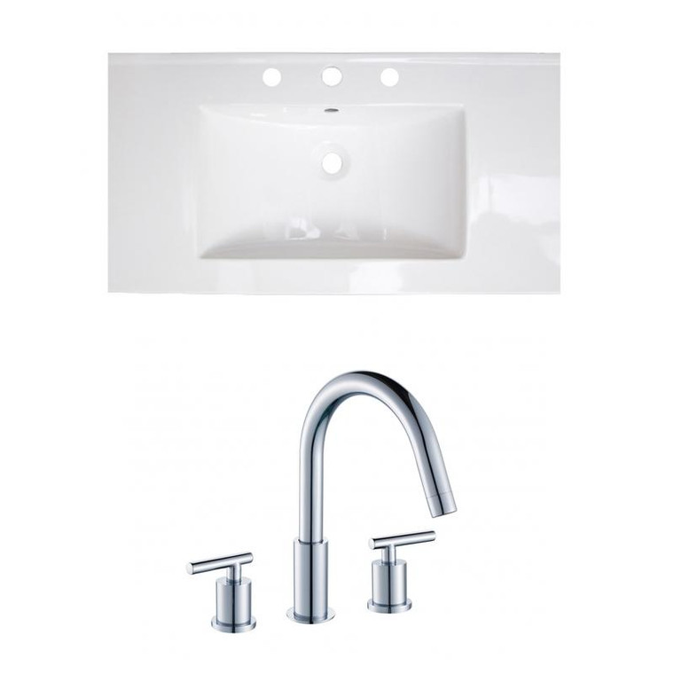 36.75" W 3H8" Ceramic Top Set In White Color - Cupc Faucet Incl. AI-22319