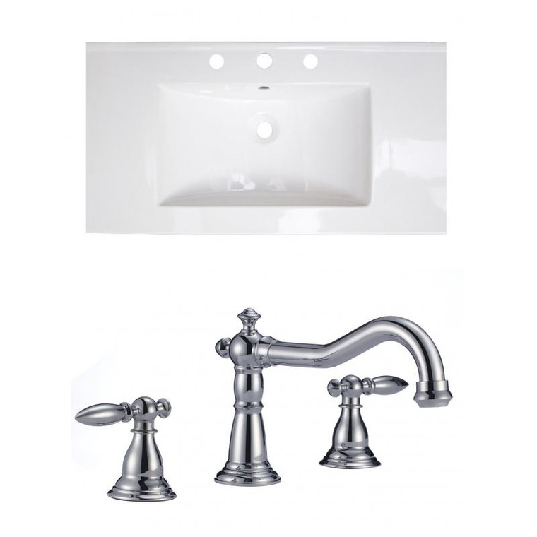 36.75" W 3H8" Ceramic Top Set In White Color - Cupc Faucet Incl. AI-22318