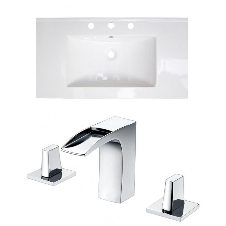 36.75" W 3H8" Ceramic Top Set In White Color - Cupc Faucet Incl. AI-22317