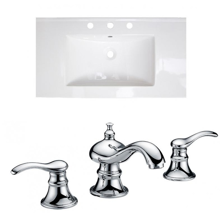 36.75" W 3H8" Ceramic Top Set In White Color - Cupc Faucet Incl. AI-22315