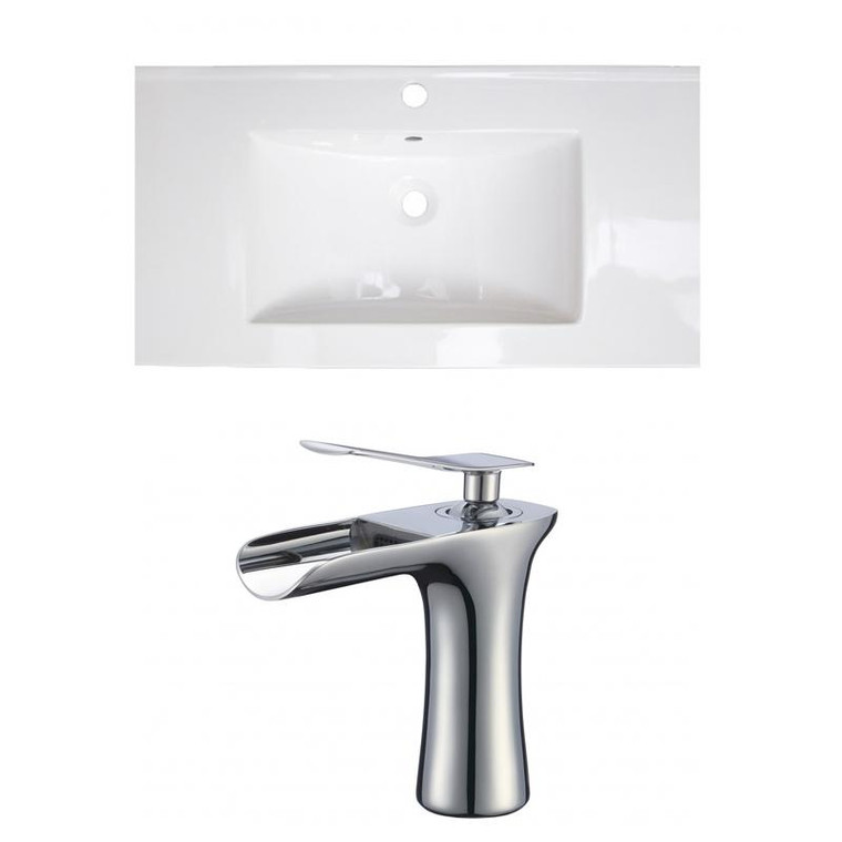 36.75" W 1 Hole Ceramic Top Set In White Color - Cupc Faucet Incl. AI-22312