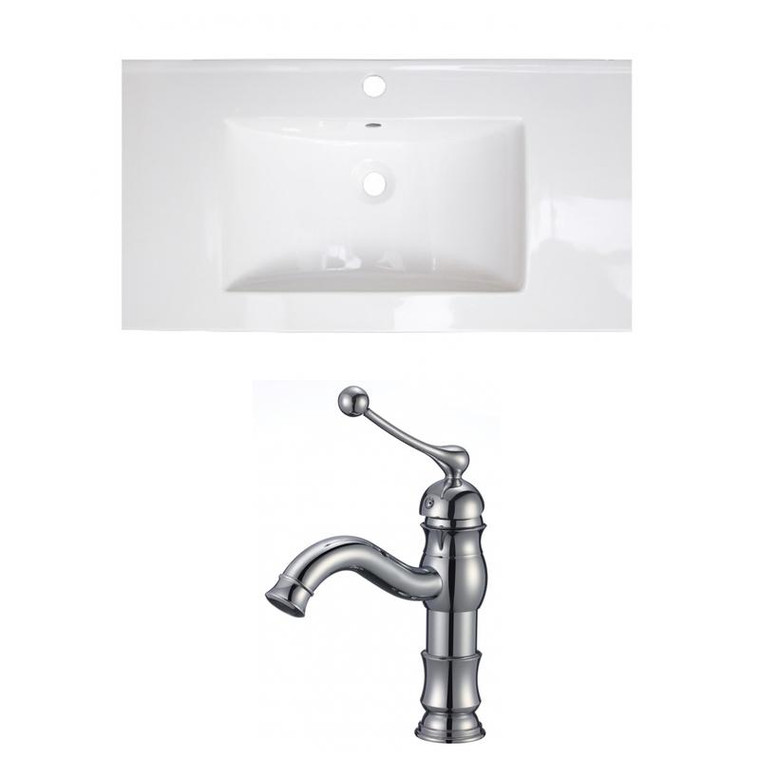 36.75" W 1 Hole Ceramic Top Set In White Color - Cupc Faucet Incl. AI-22311