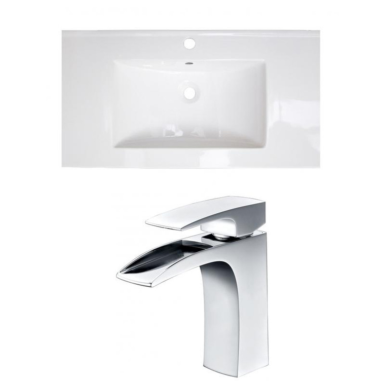 36.75" W 1 Hole Ceramic Top Set In White Color - Cupc Faucet Incl. AI-22309