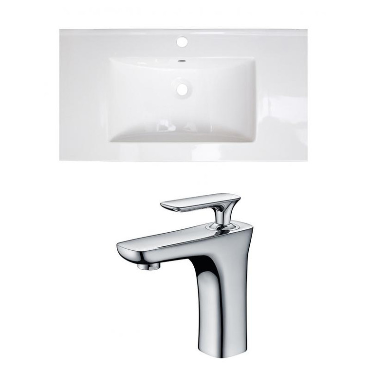 36.75" W 1 Hole Ceramic Top Set In White Color - Cupc Faucet Incl. AI-22308