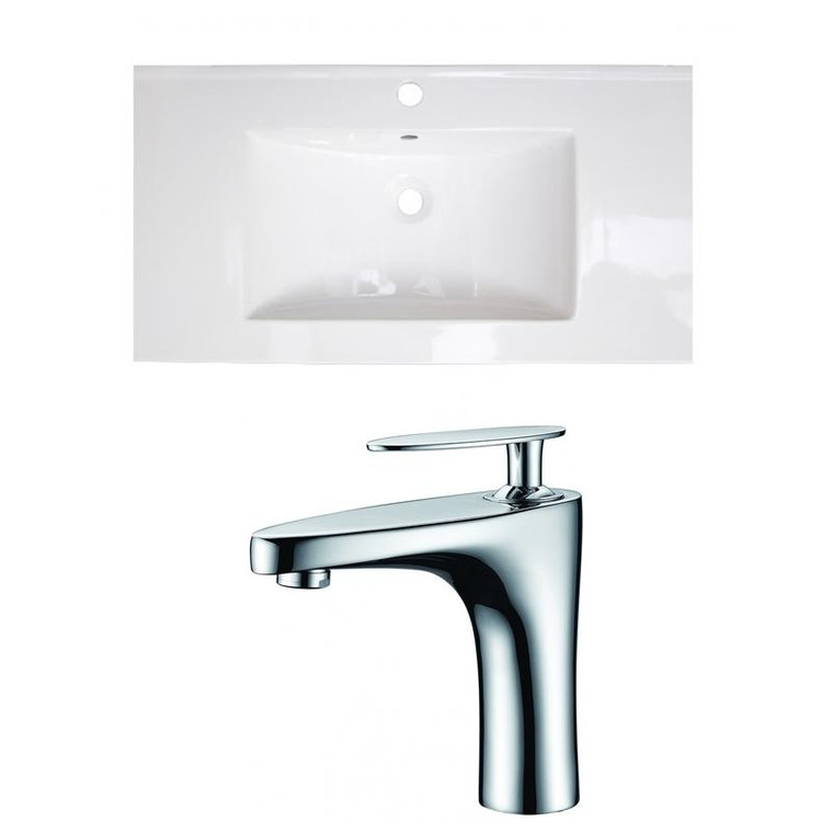 36.75" W 1 Hole Ceramic Top Set In White Color - Cupc Faucet Incl. AI-22307