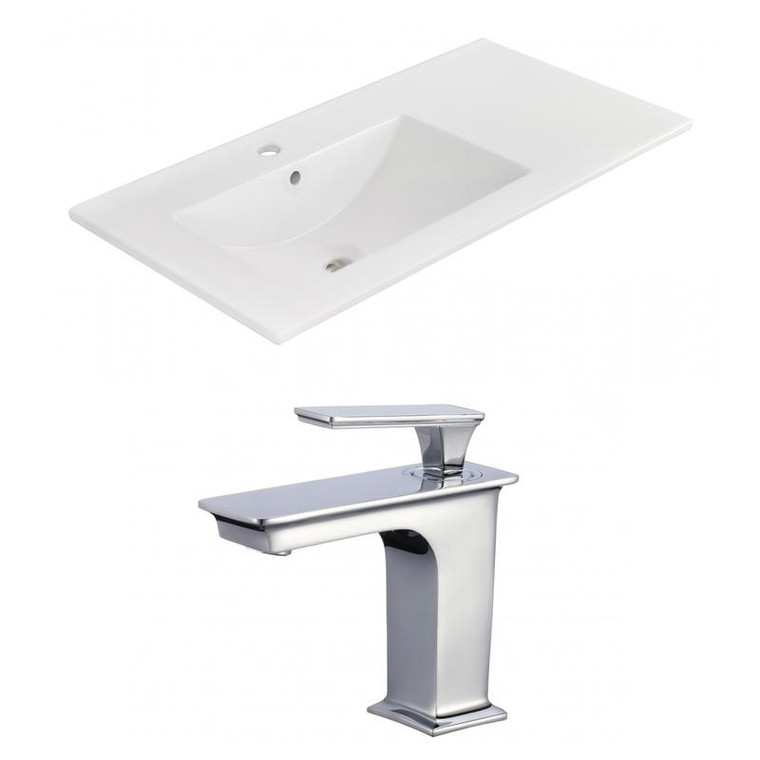 35.5" W 1 Hole Ceramic Top Set In White Color - Cupc Faucet Incl. AI-22270