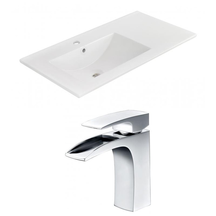 35.5" W 1 Hole Ceramic Top Set In White Color - Cupc Faucet Incl. AI-22266