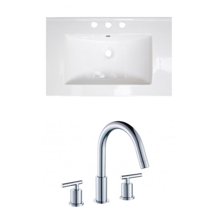 24.25" W 3H8" Ceramic Top Set In White Color - Cupc Faucet Incl. AI-22143