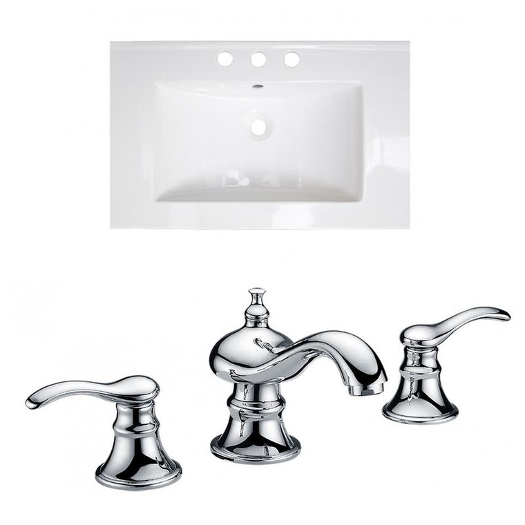 24.25" W 3H8" Ceramic Top Set In White Color - Cupc Faucet Incl. AI-22139