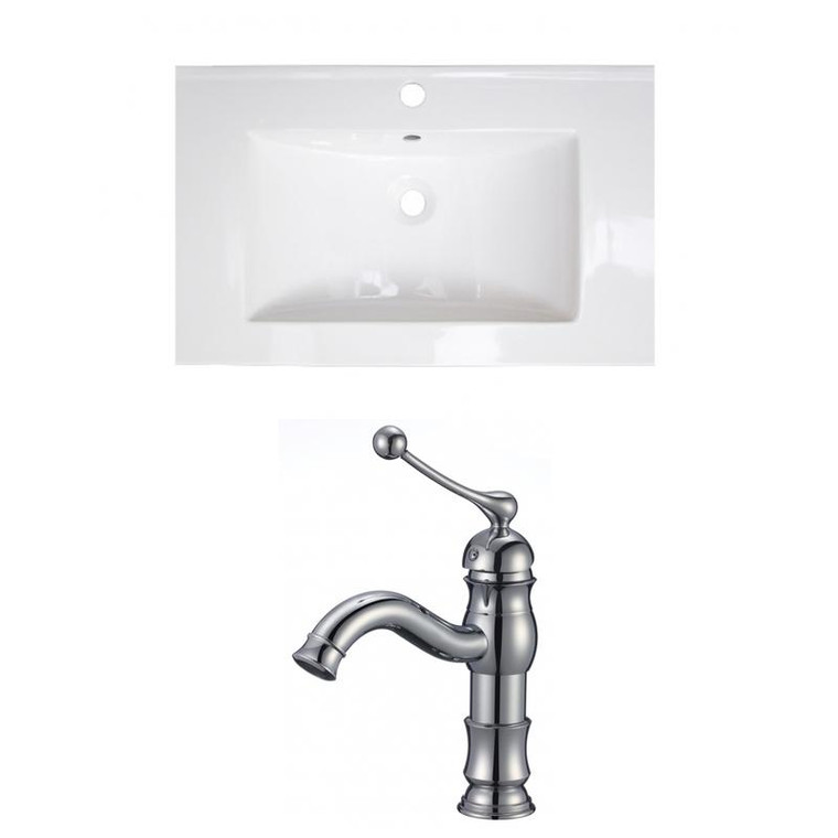 24.25" W 1 Hole Ceramic Top Set In White Color - Cupc Faucet Incl. AI-22135