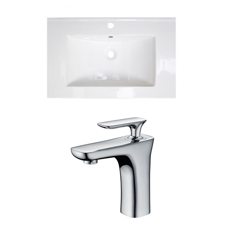 24.25" W 1 Hole Ceramic Top Set In White Color - Cupc Faucet Incl. AI-22132
