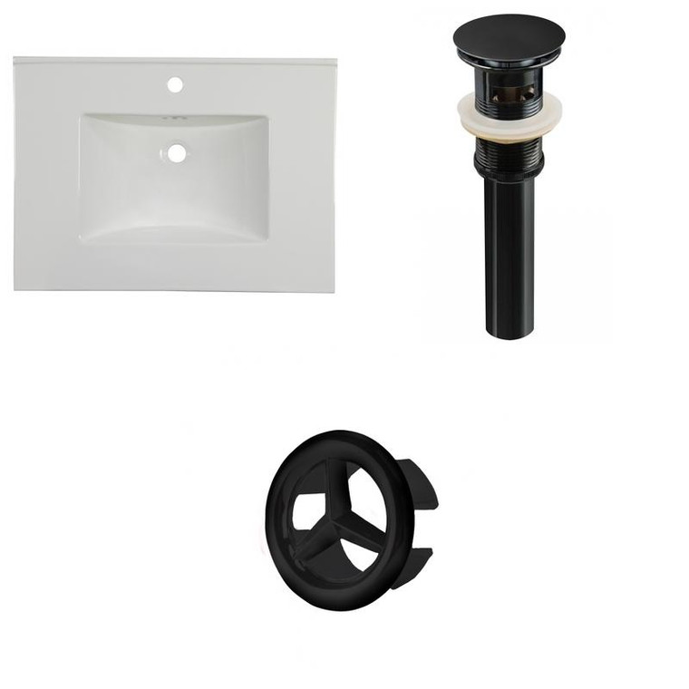 30.75" W 1 Hole Ceramic Top Set In White Color - Overflow Drain Incl. AI-22062