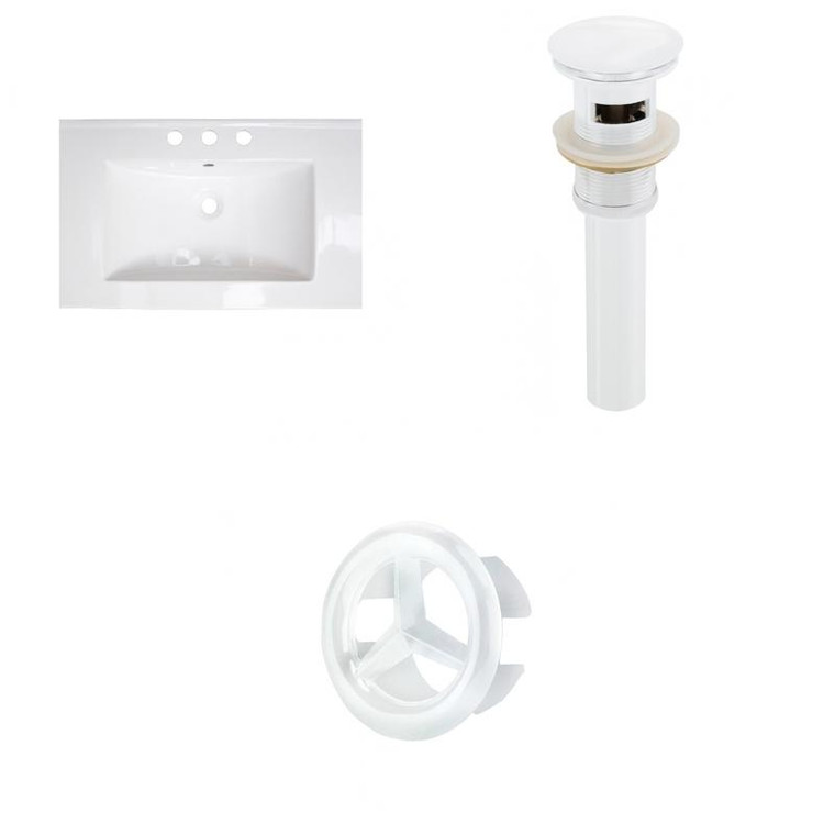 24" W 3H4" Ceramic Top Set In White Color - Overflow Drain Incl. AI-22055