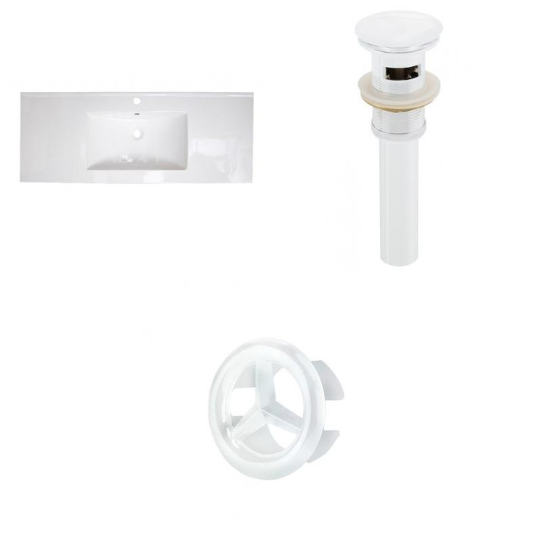 39.75" W 1 Hole Ceramic Top Set In White Color - Overflow Drain Incl. AI-21799