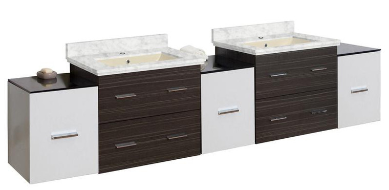Wall Mount White-Dawn Grey Vanity Set For 1 Hole Drilling Bianca Carara Top Sink AI-20194