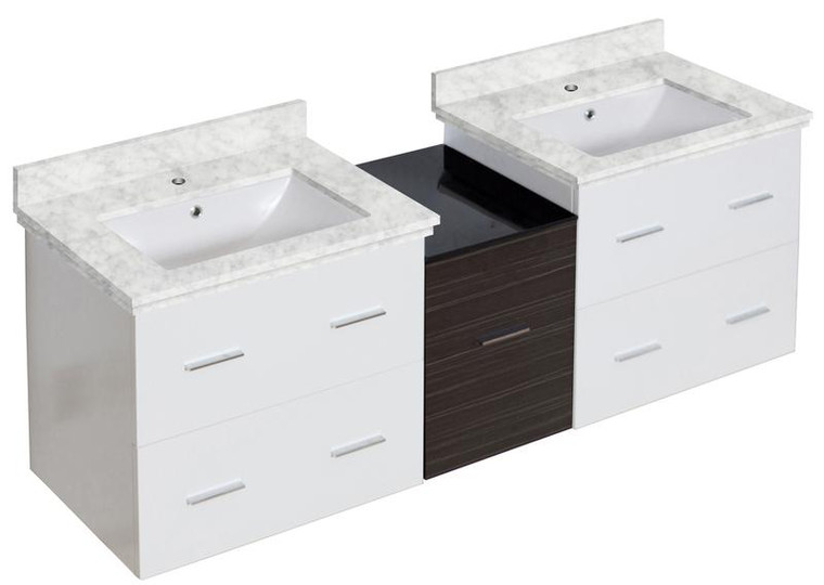 Wall Mount White-Dawn Grey Vanity Set For 1 Hole Drilling Bianca Carara Top Sink AI-20067