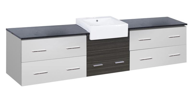 Wall Mount White-Dawn Grey Vanity Set For 1 Hole Drilling Black Galaxy Top AI-19705