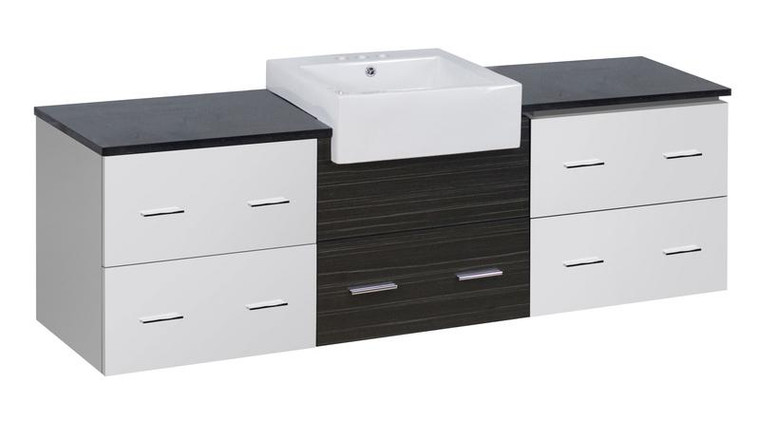 Wall Mount White-Dawn Grey Vanity Set For 3H4" Drilling Black Galaxy Top AI-19694