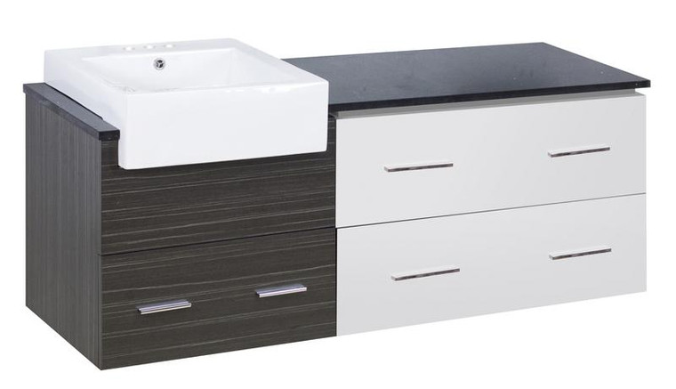 Wall Mount White-Dawn Grey Vanity Set For 3H4" Drilling Black Galaxy Top AI-19670